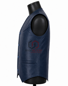 PERRY BURRY Nouveau Modèle 2025 Gilet Haut de Gamme pour Homme Col en V Simple Boutonnage en Denim Noir Écologique Style Anglais Saison Automne Fourrure - Product Image 3