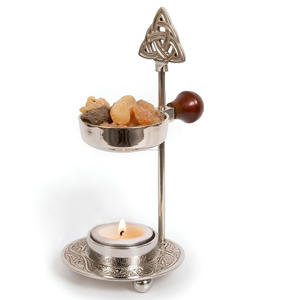 Orthodox Style <b>Silver</b> Adjustable Height Resin Burner with Triquetra <b>Top</b> - Product Image 3