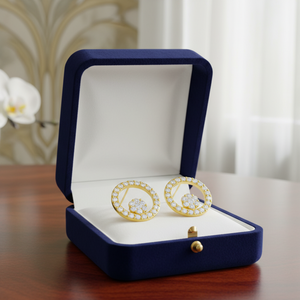 New Arrival Real Diamond <b>Stud</b> <b>Earrings</b> 14K Yellow Gold | Round Cut Halo Circle Floral Design Womens Luxury <b>Fine</b> Jewelry Gift - Product Image 4