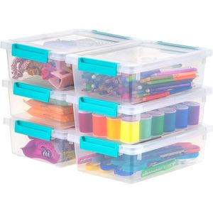 Confezione da 6 da 2 Qt. Contenitori per Artigianato con Coperchio Prodotti negli USA, Piccoli Contenitori in Plastica con Clip, Organizer per Bin Sensoriali - Product Image 1