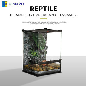 Cam Sürüngen Muhafazası Sağlam Basit Havalandırmalı File Üstlü İstiflenebilir Teraryum Ağaç Kurbağaları Gecko'lar Kertenkeleler Ön/Üst Erişim Tasarımlı - Product Image 4