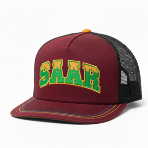 Casquette de camionneur personnalisée avec logo brodé en 3D, 5 panneaux, dos en maille, fermeture snapback, casquette de camionneur premium marron et noir - Product Image 1