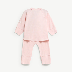 Ensemble 2 pièces en coton jacquard à manches longues et boutons-pression pour bébé fille, avec chaussons intégrés, nouveau-né, ODM Vietnam - Product Image 2