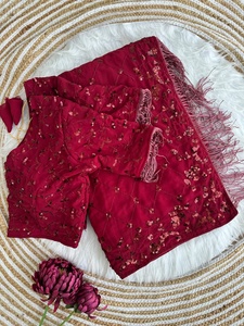 Dupatta de créateur indien avec chemisier, tenue de mariage traditionnelle pour femme, longueur ras du sol, en soie brodée, style bleu à sequins - Product Image 6