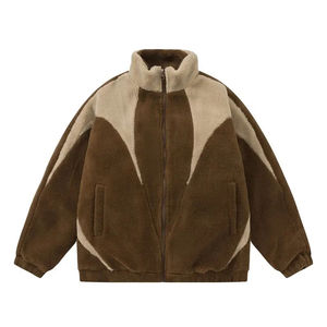 Wholesale Custom Solid Color Zipper Loose <b>Long</b> Sleeve Sherpa Winter Coat Polar Fleece <b>Jacket</b> Street Fashion <b>Jackets</b> for <b>Men</b> - Product Image 2