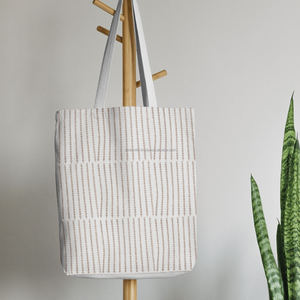 Bolsa de Mano Tipo Tote con Estampado de Bloques de Diseño, Mezcla de Algodón, Elegante, para Llevar al Hombro, Bolsas de Compras con Estampado de Bloques - Product Image 5