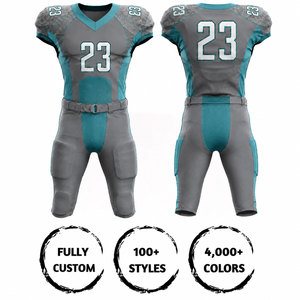 Uniforme de Fútbol Americano Sublimado Personalizado, Conjunto de Jersey y Pantalones con Cuello en V para Hombre, Gris Verde Azulado, Absorbente de Humedad, Ropa Deportiva Ajustada - Product Image 3