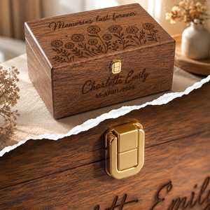 Brown Wooden <b>Lockable</b> Storage <b>Box</b> Custom Name Engraving Classic Design 3-6L Capacity Sundries Organizer Gift for Bedroom Desk - Product Image 5