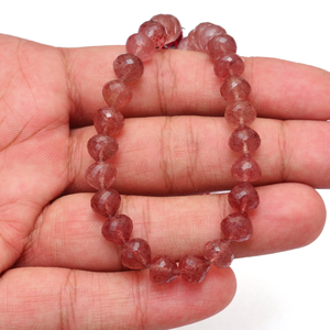 Cuentas facetadas de cuarzo fresa AAA+ de 8x8 mm, cuentas briolette facetadas en forma de cebolla, piedra preciosa de cuarzo rojo natural, cuentas sueltas perforadas rectas para joyería - Product Image 5