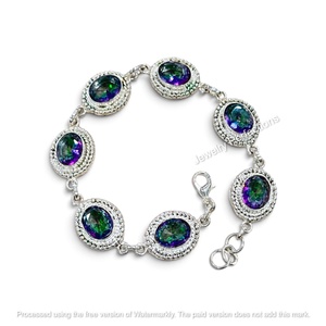 Pulsera de cadena ajustable de topacio místico natural para mujer, auténtica y certificada, ideal para fiestas, venta al por mayor. - Product Image 3