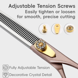 Tijeras de peluquería profesionales Harbor Industry Diamond Rivet con mango de oro rosa, de acero japonés, para texturizar, 5.5 pulgadas - Product Image 3