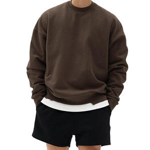 Sweat-shirt à col rond surdimensionné pour homme, couleur unie, style minimaliste, 100% coton, molleton français, pull-over, vêtements d'automne - Product Image 4