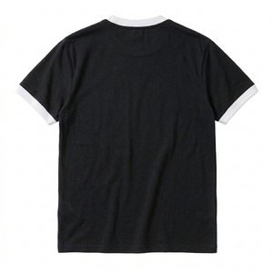 T-shirt pour homme en coton peigné léger et respirant, col rond, manches courtes, couleur unie, design uni, prix de gros - Product Image 2