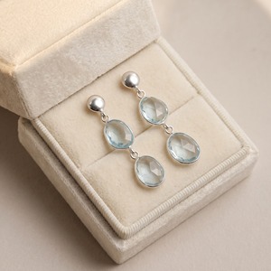 Pendientes colgantes minimalistas con topacio azul natural en forma de gota, engastados en plata 925, para mujer, uso diario, hechos a mano, delicados, para regalo. - Product Image 5