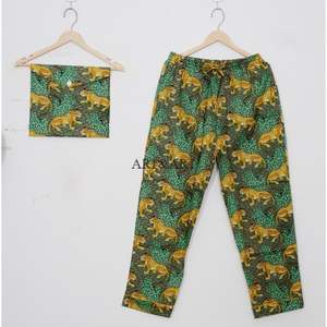 Conjunto de Pijama de Algodón Estampado a Mano de la India, Ropa de Estar por Casa con Estampado Animal de Estilo Vintage para Verano, Traje de Noche para Propuesta de Dama de Honor - Product Image 3