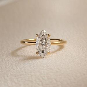 Anillo Solitario de Diamante de Laboratorio con Corte Marquesa Certificado IGI al por Mayor, D-E-F VVS-VS, en Oro, Oro Rosa, Oro Blanco y Plata, Suministro de Joyería - Product Image 1