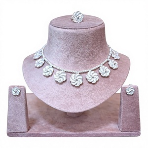 Gold Plated Traditional Floral Necklace <b>Set</b> with Matching Earrings <b>Indian</b> Bridal <b>Jewelry</b> Wholesale Model 23307 - Product Image 1
