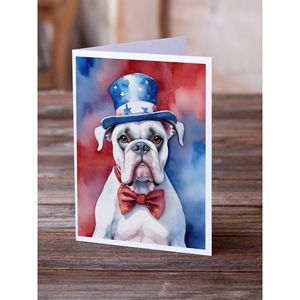 การ์ดอวยพรนักมวยสีขาวรักชาติอเมริกันแพ็ค8 A7ขนาด5x7การ์ดเปล่าพร้อมซองจดหมายดีไซน์แปลกๆ - Product Image 2