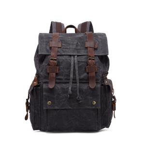 Sac à dos en cuir véritable et toile, résistant à l'eau, capacité 36-55L, usage quotidien, voyage, école, ordinateur portable, personnalisable, vente en gros - Product Image 1