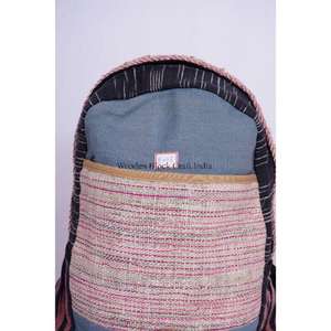 Mochila Artesanal Unisex de Tamaño Mediano, 100% Algodón, Estilo Vintage, Ligera, 20L, Correa de Hombro Arqueada, Cierre de Cremallera y Hebilla - Product Image 5