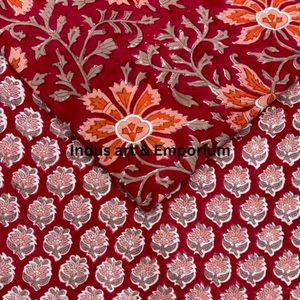 Block Print Cotton Cambric 60X60 Running Fabric Traditional Jaipuri Print Cotton Fabric - Product Image 3