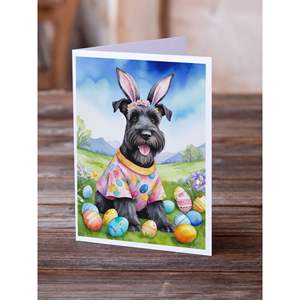 Whimsical A7 Size 5x7 Blank Note <b>Cards</b> <b>Pack</b> of 8 <b>Easter</b> Egg Hunt Schnauzer Greeting <b>Cards</b> with Envelopes - Product Image 2