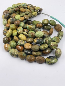 Perles ovales facettées en turquoise tibétaine naturelle, 13-20 mm, environ 14 pouces, perles de pierres précieuses en vrac pour les acheteurs de bijoux chinois - Product Image 2