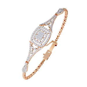 Vintage Designer Statement Diamond Jewellery for Women | Lab Grown Round Cut Cluster Diamond Bracelet in 10k 14K 18k <b>Rose</b> <b>Gold</b> - Product Image 1