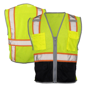 Ropa de Trabajo Reflectante, Chaleco de Seguridad con Cremallera, Chaquetas de Alta Visibilidad, Chaleco de Seguridad Multibolsillos de Poliéster para Construcción - Product Image 6