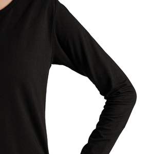 Camiseta de Manga Larga Negra para Mujer, Corte Holgado, Cuello Redondo, Informal, Transpirable, Suave, para Gimnasio, Fitness, Yoga y Ejercicio - Product Image 5