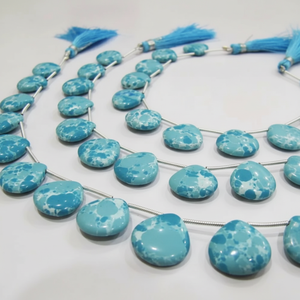 Perles Briolette en forme de cœur turquoise, taille 14-15 mm, brin de 8 pouces de long - Product Image 6