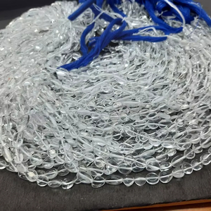 Natural <b>Crystal</b> Quartz Smooth Oval <b>Beads</b> 6-7MM <b>Crystal</b> Quartz Gemstone <b>Beads</b> 13 Inch Loose Quartz <b>Beads</b> For Jewelry Making Bulk - Product Image 1