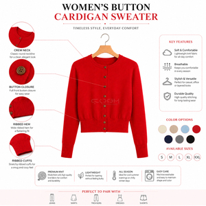 Cosh International Sorority Sisterhood Acrylic <b>Red</b> Knitted <b>Cardigan</b> Long Sleeve Crew Neck Button Front Classic Style Solid Color - Product Image 6