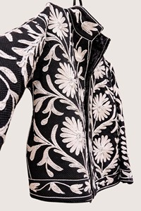 Veste Bohème Brodée Florale à Fermeture Éclair, Col Mandarin, Manches Longues, Grande Taille, Vêtement d'Extérieur Décontracté pour Femme, Collection Automne - Product Image 3