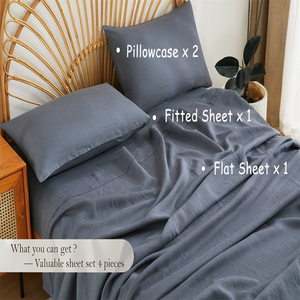 Juego de Sábanas Planas y Ajustables de Lino 100%, de Alta Calidad, Lisas, Impermeables, Extra Suaves, Transpirables, Antiarrugas, Importadas, de Lujo, para Uso Hotelero - Product Image 5