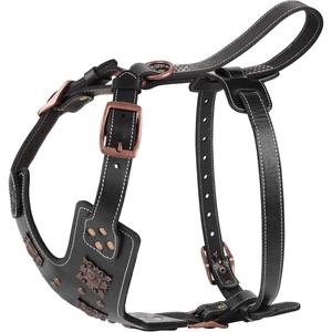 Harnais en cuir réglable pour animaux de compagnie, pour la promenade, l'entraînement et l'utilisation en extérieur, avec boucles sécurisées et anneau de laisse robuste pour tous les chiens - Product Image 2