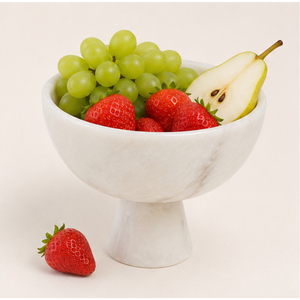 Bol sur piédestal en marbre blanc de luxe, fait main, en pierre naturelle, pour fruits, centre de table moderne pour la décoration de la maison et des hôtels - Product Image 6