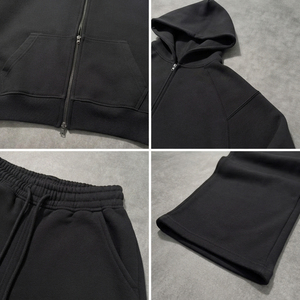 Ensemble sweat à capuche et pantalon de survêtement thermique d'hiver pour homme, personnalisé OEM/ODM, en molleton de coton épais 500 GSM, coupe ample et oversize - Product Image 6