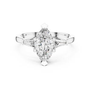 Bague de fiançailles en diamant trois pierres 1,47 CT Royal pour Trinity Crown Ring, taille Marquise et Baguette - Product Image 1
