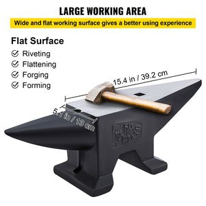 Incudine in Ghisa da 105 Libbre con Corno Singolo, Ampio Piano di Lavoro, Base Stabile, Alta Durezza, Robusta per Fabbroia - Product Image 6