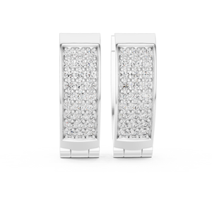 Pendientes de Aro Huggie de Oro Blanco de 18K con Diamantes Cultivados en Laboratorio de Corte Brillante Redondo de Varias Hileras, 0.54ct, Bañados en Rodio - Product Image 5