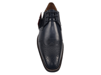 Chaussures habillées Dlords Christofer pour hommes en cuir véritable bleu, à bout fermé, à lacets, avec semelle intermédiaire en EVA à coussin d'air et doublure en microfibre