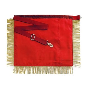 Delantal de Francmasonería Past Master Blue Lodge con Bordado Rojo Dorado a Máquina y Borlas de Cadena Metálica Dorada, Servicio OEM - Product Image 3
