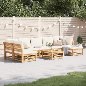 Ensemble de salon de jardin blanc crème avec bois naturel pour l'aménagement extérieur - Product Image 1
