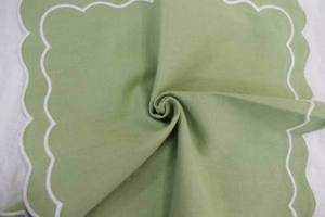 Luxury Handmade Embroidered <b>Square</b> Linen Napkin Set Scallop <b>Edge</b> Reusable Eco-Friendly Dining Table Decor - Product Image 4