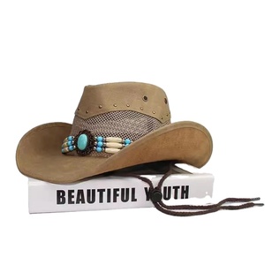 หมวกหนังคาวบอยแบบตะวันตกหมวกเจ้าพ่อสุภาพบุรุษสำหรับผู้ชายวัสดุ PU - Product Image 2