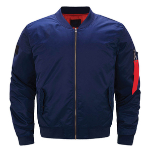 Blouson de moto bleu marine pour homme, col montant, fermeture éclair, coupe-vent, écologique, décontracté, pour l'hiver, coupe régulière, 100 % coton - Product Image 3