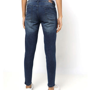 Jean en denim taille haute skinny pour femme grande taille, délavage foncé, longueur complète, style décontracté, mélange coton élasthanne - Product Image 3