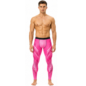 Pantalons de course à compression personnalisés pour hommes, leggings d'entraînement de gym, séchage rapide, respirants, haute élasticité, collants de fitness, fournisseur en gros - Product Image 1