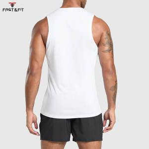 Débardeur de sport en coton pour homme, personnalisable avec logo, couleur unie, sans manches, respirant, séchage rapide, tissu gaufré, idéal pour la musculation et le fitness - Product Image 2